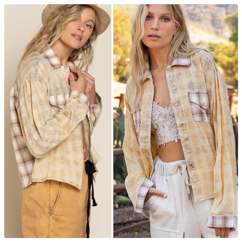 POL Western Washout Grunge Plaid Top - Picture 3 of 12